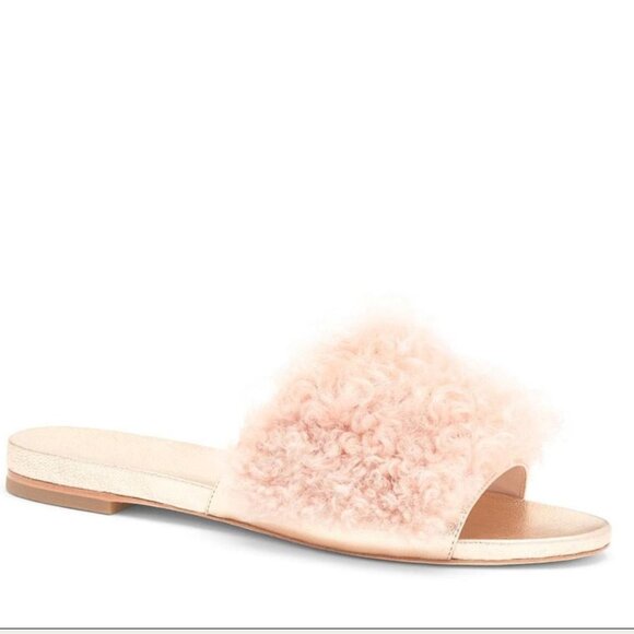 Loeffler Randall Domino Shearling Sheep Fur Slide Sandal - Pink / Rose Gold - Picture 4 of 16
